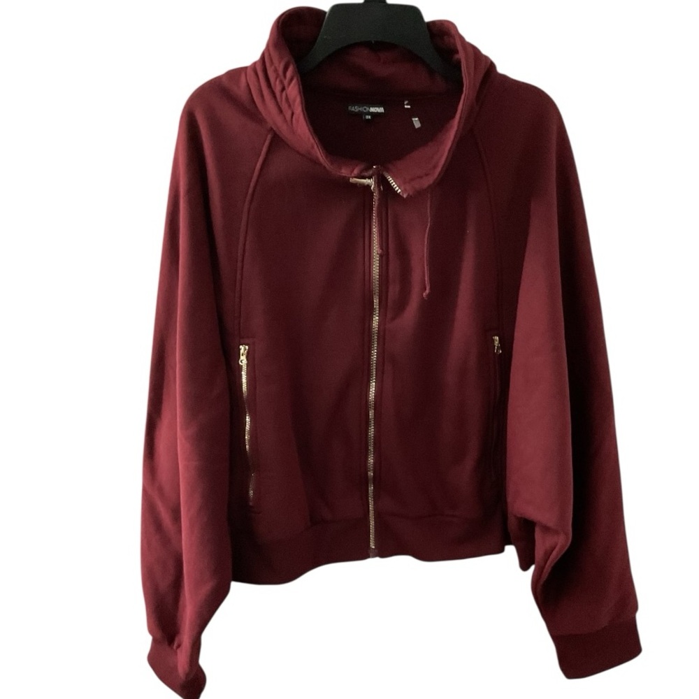 🦄 Fashion Nova Burgundy Zip-Up Hoodie